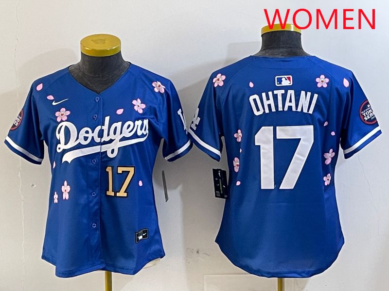 Women Los Angeles Dodgers #17 Ohtani Blue Sakura Edition 2025 Nike MLB Jersey style 7